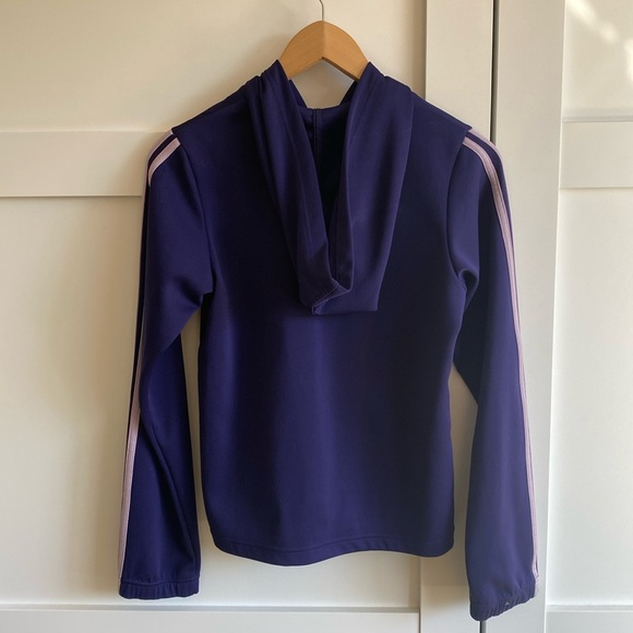 Adidas Women’s Purple Stripe Zipper Climate Hoodie - Picture 3 of 5